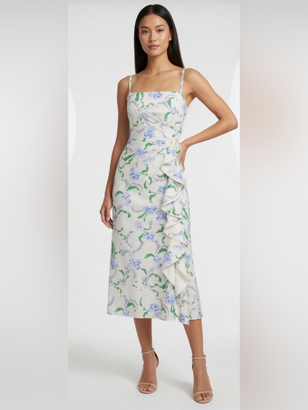 Prabal Gurung Collective Floral Side Ruffle Dress